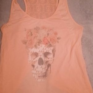 Wound up medium orange skull tank top